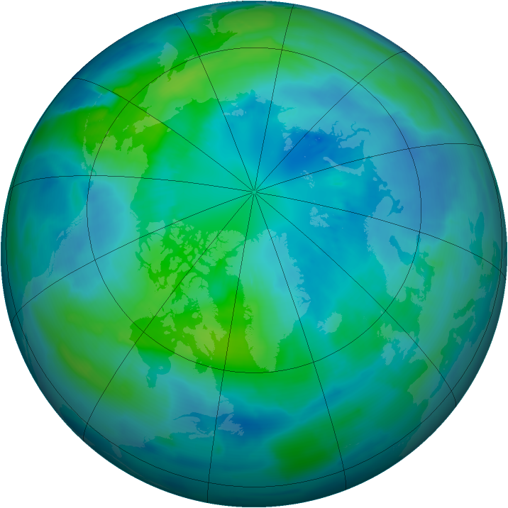 Arctic ozone map for 05 October 2012